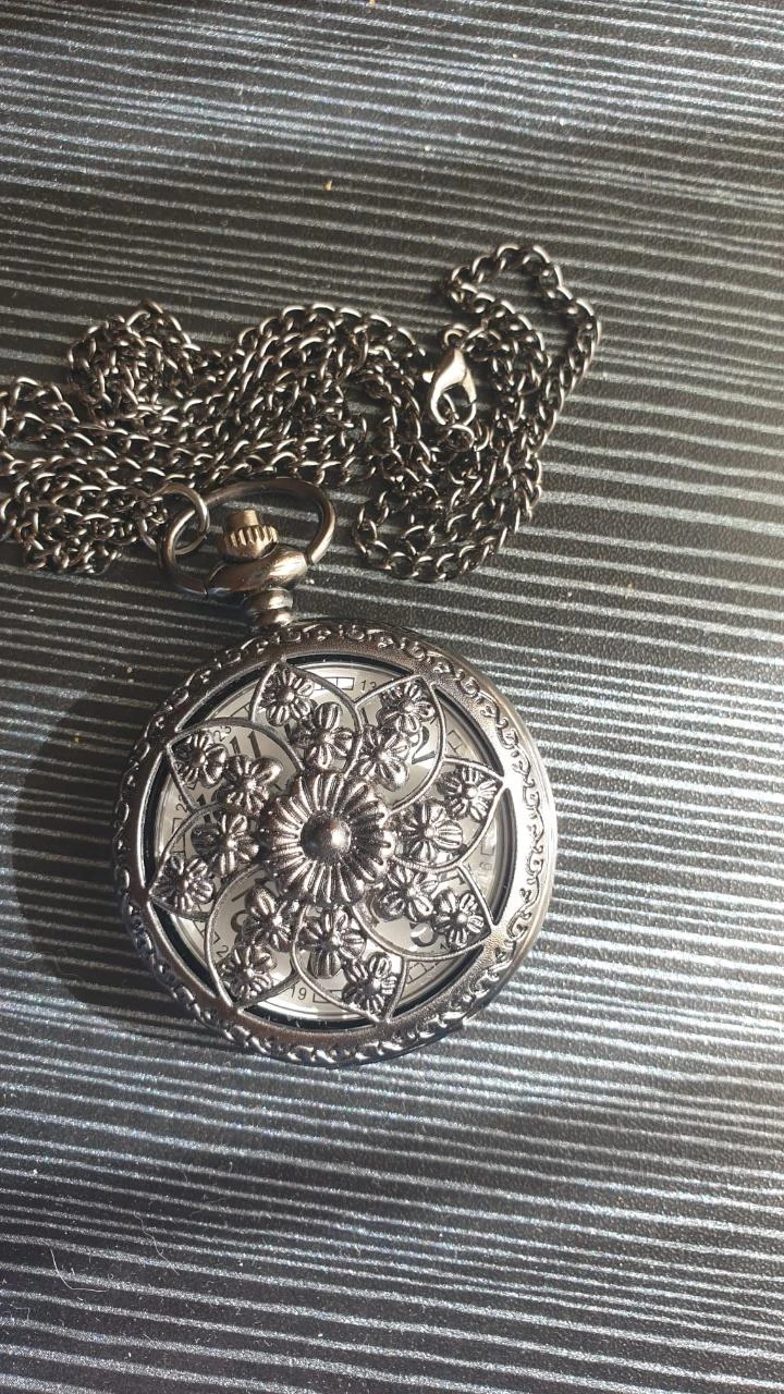Montre de Poche Vintage Noir et Argent – photo 3
